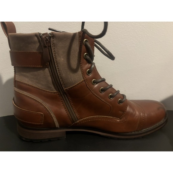 Harrison Myles Dress casual Biker Lace up Boots Shoes‎ Brown Men's Size 9.5 - Picture 1 of 15